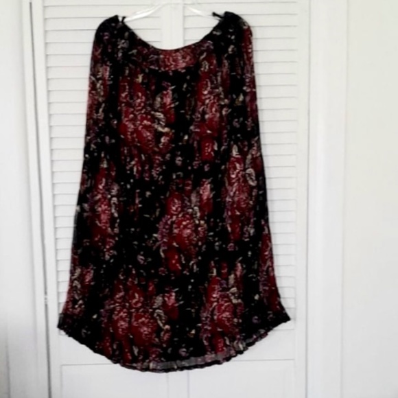 Vintage Dresses & Skirts - VINTAGE 1990’s COTTAGE CORE Pleated SKIRT Boho PLUM FLORAL ADRIAN JORDAN